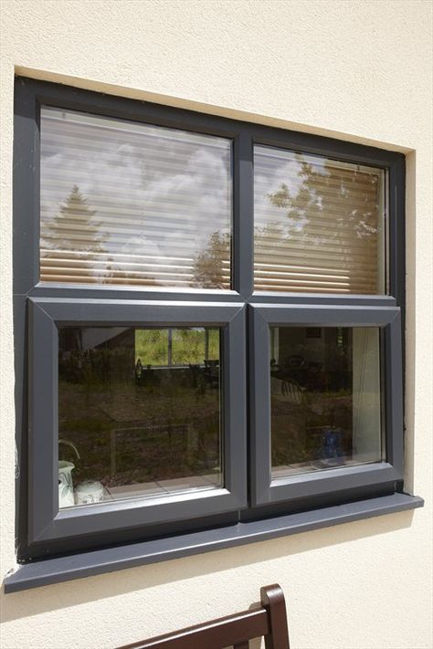 A fine example of a Rehau Casement Window in popular anthracite grey colour. Why not give your home an upgrade with an energy efficient beautiful window. #casementwindows #rehau #mournewindowsanddoors Rehau Windows, Grey Window Frames, Window Frame Colours, Loft Extension, Grey Windows, Glazed Windows, Design Window, Cottage Renovation, Front Doors With Windows