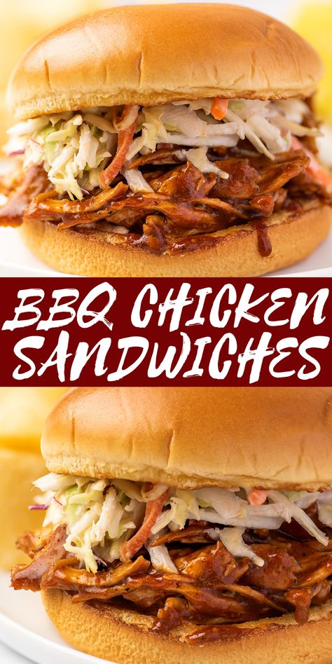 Barbeque Chicken Sandwich, Bbq Sandwich Recipe, Barbeque Sandwiches, Bbq Chicken Sandwich Recipes, Bbq Pulled Chicken Recipes, Crunchy Coleslaw, Bbq Chicken Sandwiches, Braised Chicken Recipes, Bbq Pulled Chicken Sandwiches