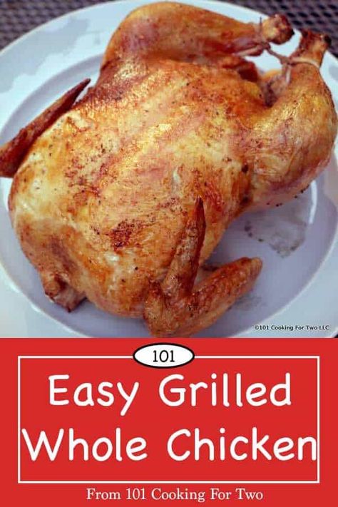 The easiest way to grill a whole chicken is just tossed on the grill. A little butter and some seasoning and you're ready to cook. There is no real secret. As Thoreau said "simplify, simplify." #GrilledChicken #GrilledWholeChicken #WholeChicken Whole Chicken On The Grill, Bbq Whole Chicken, Grilled Whole Chicken, Chicken On The Grill, Bbq Recipes Grill, Cooking Whole Chicken, Whole Chicken Recipes, Whole Roasted Chicken, Stuffed Whole Chicken