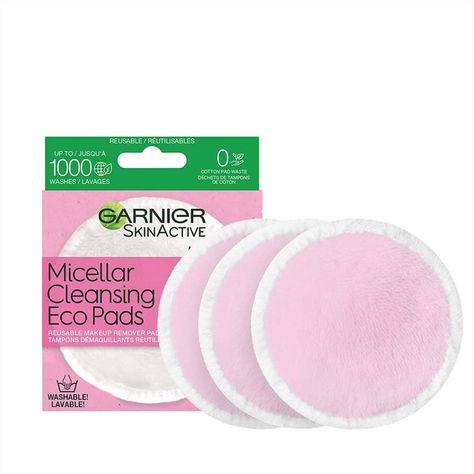 Garnier SkinActive Micellar Cleansing Eco Pads, Reusable, 3 Ultra-soft Microfiber Pads, 1 Count (Packaging May Vary) Garnier Micellar Cleansing Water, Garnier Skinactive, Garnier Micellar, Oil Body Wash, Benefit Makeup, Reusable Pad, Cleansing Pads, Garnier Skin Active, Micellar Cleansing Water