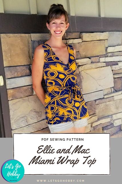 PDF Sewing Pattern - Ellie and Mac Miami Wrap Top - Let's Go Hobby Ellie And Mac Patterns, Wrap Top Pattern, Sewing Top, Ellie And Mac, Peplum Styling, Latest Trend, Fabric Stores Online, Sewing Tips, Professional Look