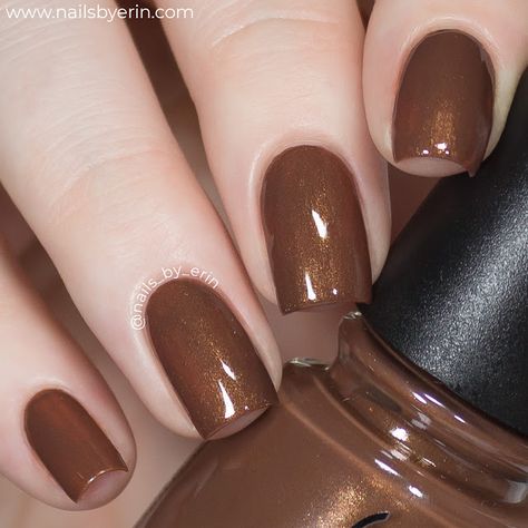 China Glaze Body & Sol Summer 2019 Collection | Swatch of "Bronze Ambition" by @nails_by_erin Bronze Nails Gel, Bronze Gel Nails, Bronze Nails Designs, Bronze Nail Polish, French Manicure Gel, Bronze Nails, Gel French Manicure, Brown Nail Polish, Brown Nail