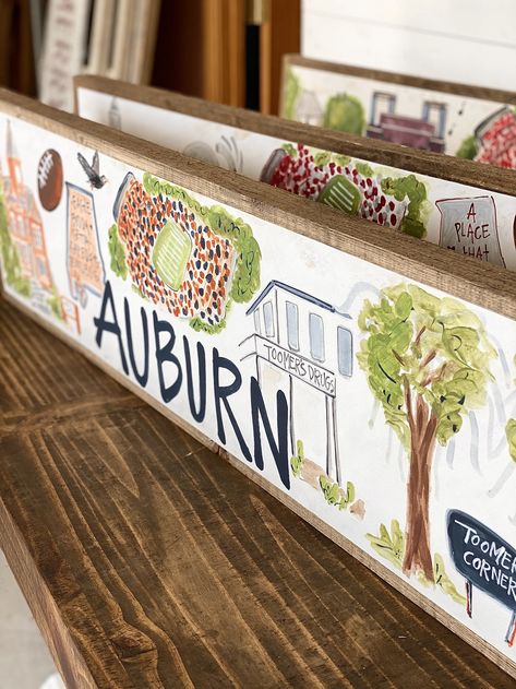 Auburn University Painting, Auburn Tailgate Decorations, Auburn Gifts, Auburn Painting, Auburn Tailgate, College Football Decor, Auburn Dorm, Football Nursery, Tailgate Decorations