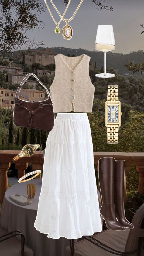 Wine fit, winery fit, date fit, sunset date outfit, outdoor date outfit, summer outfit, summer fit Chic Napa Outfits, Marthas Vinyard Outfits, Tuscan Aesthetic Outfits, Wine Farm Outfit Summer, Fall Outfits Winery, Tuscany Wine Tour Outfit, Cute Winery Outfits Fall, Wine Farm Outfit, Sunset Date Outfit