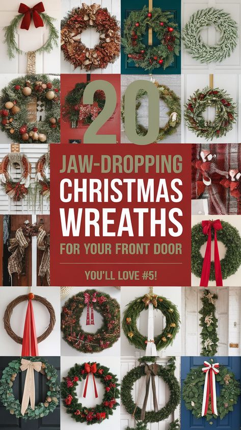 20 Jaw-Dropping Christmas Wreaths for Your Front Door (You Won't Believe #12!) Christmas Wreaths For Sale, Traditional Christmas Wreath Ideas, Diy Wreaths For Front Door Christmas, Unique Wreath Ideas, Diy Wreath Ideas, Wreath Decorating Ideas, Traditional Christmas Wreath, Outdoor Christmas Wreaths, Christmas Wreath Ideas