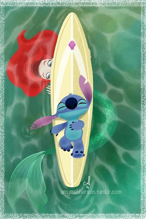 Ariel and Stitch Little Mermaid, The Little Mermaid, Ariel, Mermaid, Disney, Water