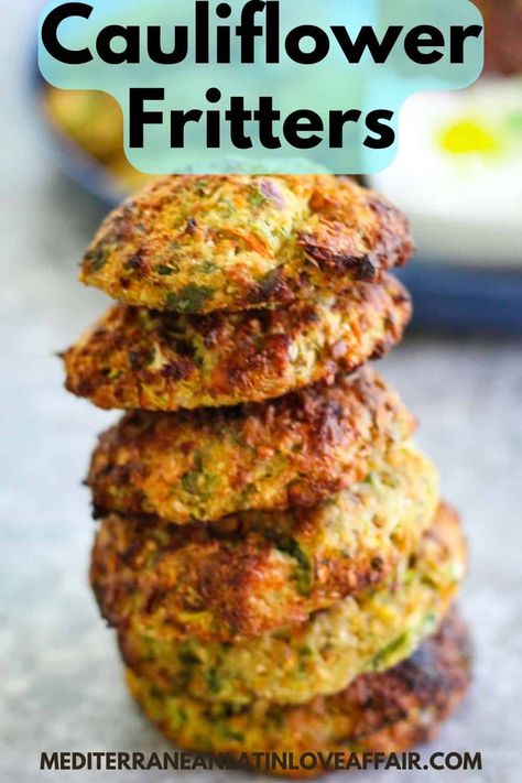 Dill Recipes, Cauliflower Fritters, Cheesy Cauliflower, Vegan Cauliflower, Meatless Mondays, Fried Cauliflower, Fritter Recipes, Carrot Recipes, Air Fryer Recipes Healthy