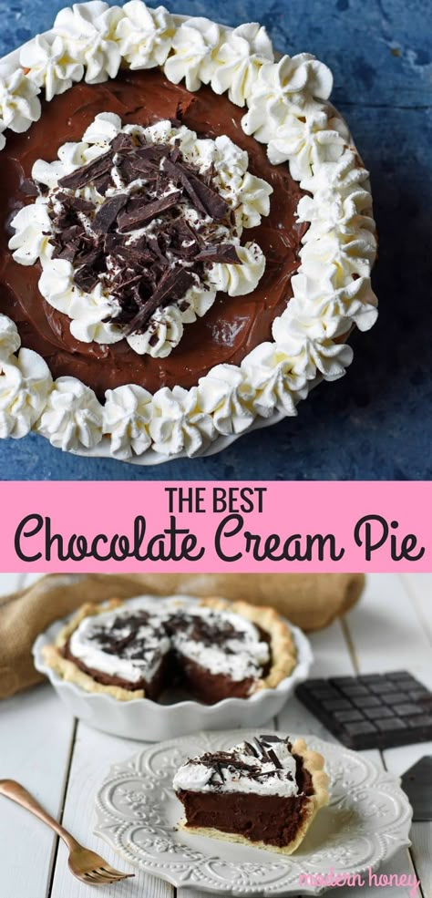 Chocolate Pie Easy, Easy Homemade Whipped Cream, Homemade Food Gifts For Christmas, Food Gifts For Christmas, Homemade Chocolate Pie, Dream Pie, Coconut Cream Pie Easy, Chocolate Cream Pie Recipe, Modern Honey