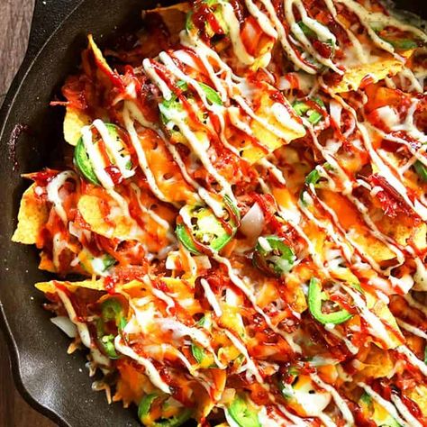 BBQ Pulled Pork Nachos - Simply Happenings Tostitos Scoops, Pulled Pork Leftover Recipes, Bbq Pulled Pork Recipe, Pulled Pork Nachos, Barbecue Pulled Pork, Sliced Onion, Pork Nachos, Pulled Pork Leftovers, Corn Tortilla Chips