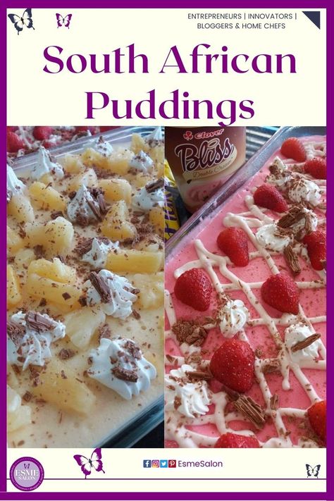 Easy and Tasty South African puddings, No dinner is complete without a dessert! Strawberry Pudding Pineapple Dessert #strawberry #pineapple #pudding #dessert #southafrica Entrepreneurs | Innovators | Bloggers Pineapple Pudding Dessert, Halal Desserts, Pineapple Pudding, South African Desserts, Pineapple Jelly, South African Dishes, Pineapple Dessert, Dessert Strawberry, Strawberry Pudding