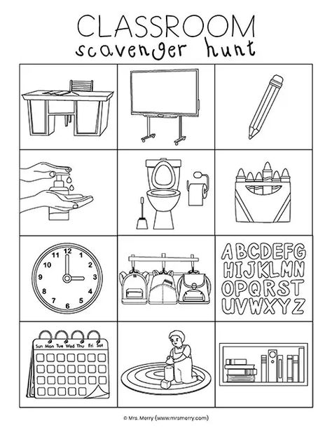 Indoor Scavenger Hunt For Preschoolers, Preschool Classroom Scavenger Hunt Free Printable, Back To School Scavenger Hunt Preschool, Enrichment Activities For Kindergarten, Classroom Scavenger Hunt Preschool, Open House Activities For Preschool, Indoor Classroom Activities, Preschool Scavenger Hunt, Classroom Scavenger Hunt