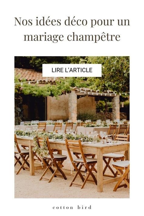 À la recherche de jolies idées déco pour un mariage champêtre ? Décoration du lieu de réception, de la cérémonie laïque ou religieuse, déco et papeterie de table... découvrez toutes nos idées ! France