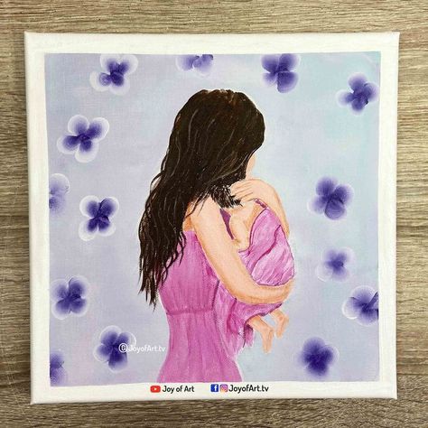 Mother and daughter acrylic painting by Joy of Art #503 Acrylic Painting For Mothers Day, Motherhood Painting Easy, Mother’s Day Acrylic Painting, Mom And Daughter Acrylic Painting, Mother Daughter Oil Painting, Cute Easy Drawings, Easy Drawings, Acrylic Painting, Drawings