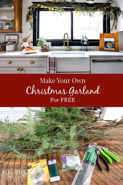 How To Make Garland For Christmas: That's Free! Save money by making your own real Christmas garland for free #christmasgarland #diygarland #diychristmasgarland #realchristmasgarland #budgetchristmasdecor #homeaccessories #holidaydecorideas #bohochristmas #neutralchristmasdecor Real Garland Christmas, Real Christmas Garland, Make Your Own Garland, Make Garland, Garland For Christmas, How To Make Garland, Fresh Garlands, Mantle Garland, Traffic Rules