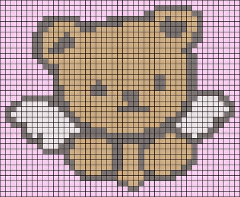 Alpha pattern #83520 | BraceletBook My Melody Crochet Grid, Rilakkuma Alpha Pattern, Bear Grid Pattern, Sonny Angel Alpha Pattern, Miffy Grid Pattern, Crochet Pixel Art Pattern, Sanrio Alpha Pattern, Pixel Grid, Animal Heart