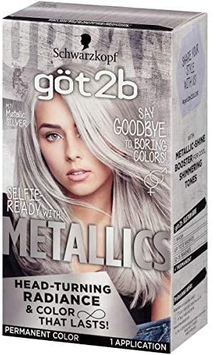 Got2b Metallics, Metallic Hair Dye, Metallic Hair Color, Silver Hair Dye, Schwarzkopf Got2b, Grey Hair Dye, Hair Color Brands, Silver Blonde Hair, Light Blonde Hair