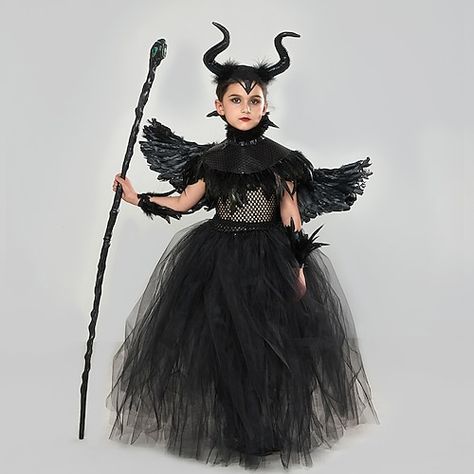 Halloween Costume Kids Girl, Easy Carnival Costume, Maleficent Dress, Halloween Costumes Kids, Maleficent Cosplay, Carnival Masquerade, Halloween Kids Costumes Girls, Box Dress, Costume Tutu