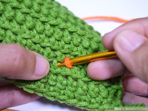 4 Ways to Surface Crochet - wikiHow Surface Crochet, Reverse Single Crochet, Loom Crochet, Crochet Baby Hat Patterns, Quick Crochet Patterns, Basic Skills, Beginner Crochet Projects, Quick Crochet, Christmas Crochet Patterns