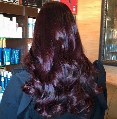 Red Over Dark Brown Hair, Cherry Red Wavy Hair, Color On Dark Brown Hair, Dark Mahogany Brown Hair, Dark Plum Brown Hair, Dark Cherry Brown Hair, Dark Brown Red Hair, Dark Cherry Red Hair, Dark Red Brown Hair