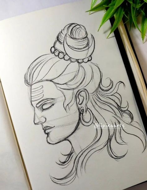 Durga Painting Pencil Sketch, Ganesha Sketch Pencil Easy To Draw, Shiv Ji Sketch Pencil, Shiv Drawings Sketches, Shiv Sketch Lord Shiva, Lord Krishna Drawing Pencil Easy, Krishna Colour Pencil Drawing, Gods Drawing Sketch, God Shiva Drawing