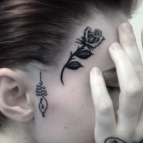 A Rose Tattoo, Small Face Tattoos, Infected Tattoo, Rose Tattoo Meaning, Face Tats, Face Tattoos For Women, Tattoo Face, Small Rose Tattoo, Unalome Tattoo