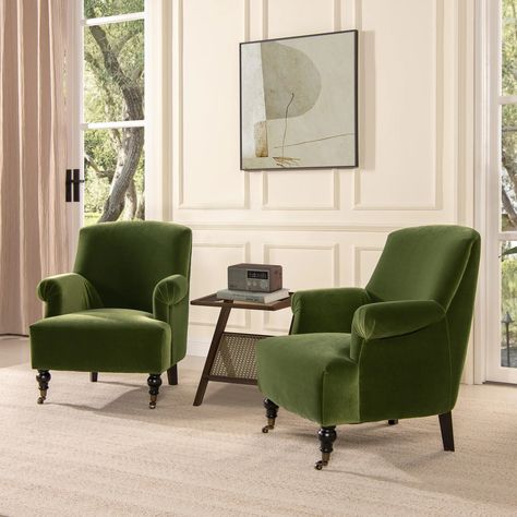 Eloise 30" Pleated Sock Arm Accent Chair - On Sale - Bed Bath & Beyond - 38192455 Green Velvet Armchair, Velvet Wingback Chair, Wing Chairs, Olive Green Velvet, Jennifer Taylor, Modern Contemporary Style, Accent Arm Chairs, Traditional Furniture, Living Room Furniture Chairs