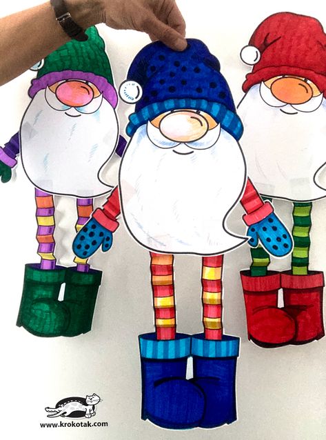 krokotak | Christmas gnome Christmas Gnomes Template, Gnome Kids Craft, Gnomes Crafts For Kids, Gnome Paper Craft, Gnome Crafts For Kids, Christmas Gnome Craft, Paper Gnomes, Gnome Template, Christmas School Crafts