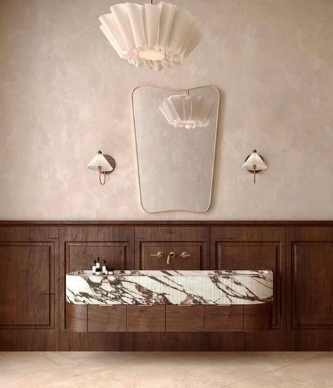 Townhouse • Instagram Calacatta Viola, Vanity Design, Wood Tones, New Farm, Design Hack, Beautiful Bathrooms, Light Wood, 1 Or 2, Powder Room