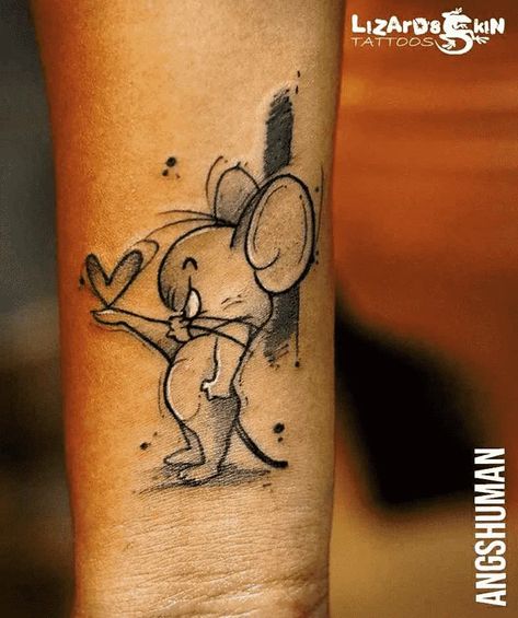 Tom and Jerry Tattoo Design Images (Tom and Jerry Ink Design Ideas) Tom Y Jerry Tattoo, Small Tattoo Ideas For Couples, Tom And Jerry Tattoo Ideas, Tom And Jerry Tattoo Design, Jerry Tattoo Design, Tom And Jerry Tattoo, Tom I Jerry, Disney Couple Tattoos, Jerry Tattoo