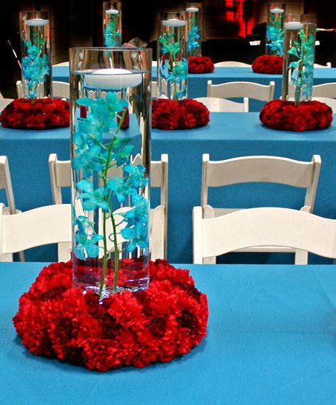 Teal And Red Wedding, Blue Red Wedding, Red Centerpieces, Red Wedding Decorations, Red And Aqua, Marriage Reception, Red And White Weddings, Aqua Wedding, Teal Wedding