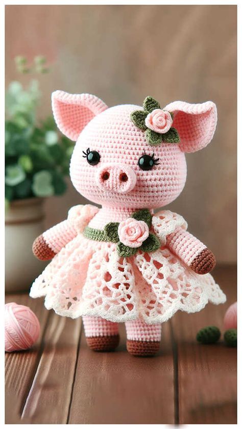 Crochet Pig, Poncho Crochet, Crochet Toys Free, Crochet Bunny Pattern, Easter Crochet Patterns, Crochet Dolls Free Patterns, Crochet Baby Toys, Crochet Cow, Crochet Animals Free Patterns