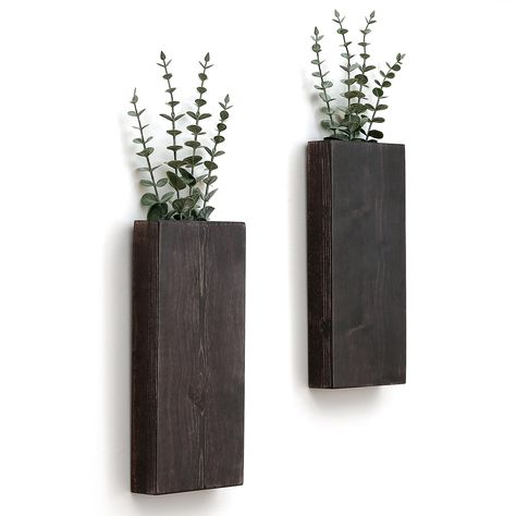 PRICES MAY VARY. [Modern Wall Decor]– Our wall-hanging pocket for flowers is thoughtfully designed to be both functional and visually appealing. The floating design gives it a sleek and minimalist look, allowing it to blend seamlessly into any room [High Quality & Eco-friendly] – Each piece is meticulously handcrafted using high-quality, sustainably sourced pine wood. Knots, variations, and imperfections in the wood are natural and add to the character of this handcrafted piece. The rich grain p Small Vertical Wall Decor Ideas, Statement Wall Decor Living Room, Black Wall Planter Indoor, Bare Wall Decor Ideas, Toilet Room Wall Decor, Cool Basement Decor, Wall Behind Desk Decor, Wall Decor For Narrow Wall, Above Toilet Wall Decor