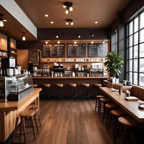 Chocolate Cafe Interior, Scandinavian Coffee Shop Design, Accent Wall Coffee Shop, French Coffee Shop Aesthetic, Feminine Coffee Shop, Coffee Shop Design Aesthetic, Coffee Shop Vibes Aesthetic, Coffee Shop Landscape, Modern Cafe Design Coffee Shop