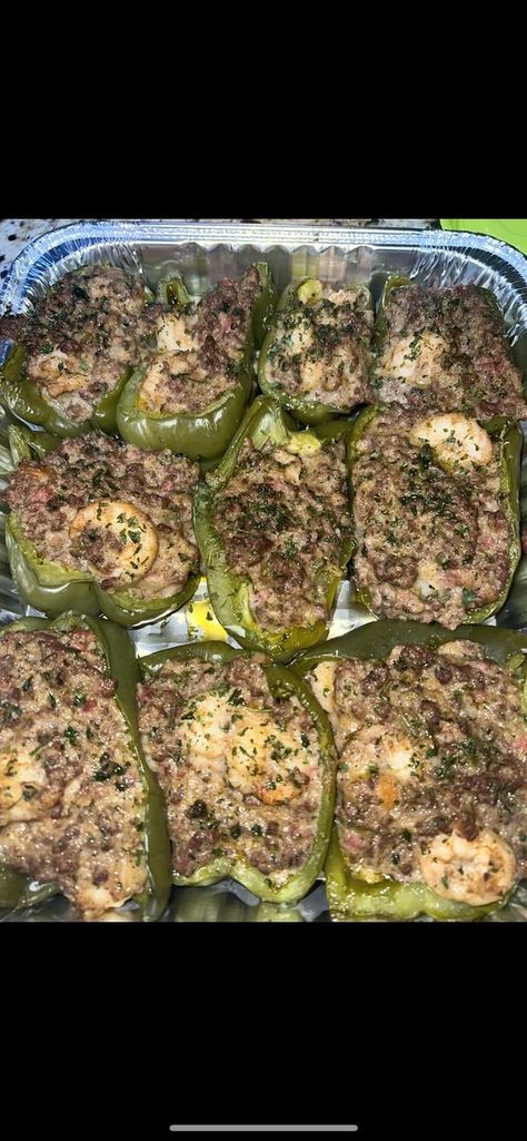 Louisiana’s Best Recipes-Cajun, Creole, and Southern | new orleans stuffed bell peppers 🫑 ⚜️ | Facebook New Orleans Stuffed Bell Peppers, Louisiana Shrimp, Cajun Recipes Authentic, New Orleans Recipes, Louisiana Cajun, Cajun Cooking, Cajun Recipes, Recipe Boards, Bell Peppers