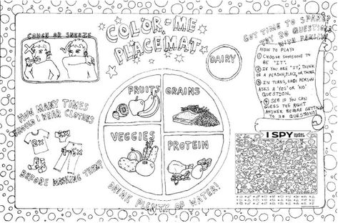 The need for occupational balance and how it can improve an individuals quality of life, maintain one’s health, as well as aid in preventing disease and injury. This placemat idea allows for people to visually see different occupational balance from personal hygiene, healthy meals, and leisure activities. Placemat can also be colored in to provide fun for all ages, family engagement in short games such as the I spy. #occupationaltherapy #OT #Homelessness #homeless #family #placemat Family Engagement, Leisure Activities, I Spy, Personal Hygiene, Quality Of Life, Occupational Therapy, Healthy Meals, Color Me, Disease