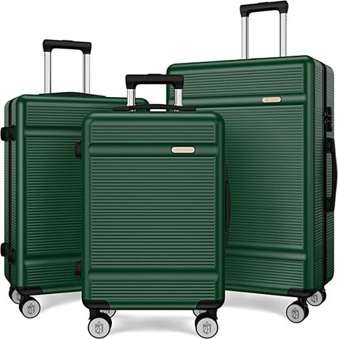 Amazon.com | Zitahli Luggage Set - 3 Pieces Luggage Sets Expandable - Hard Case Luggage - Spinner Wheels Suitcase with TSA Lock - YKK Zippers Suitcase Sets (20in/24in/28in) Dark Green | Luggage Sets Green Suitcase, Suitcase Sets, Green Luggage, Hard Case Luggage, 3 Piece Luggage Set, Hardside Luggage, Suitcase Set, Luggage Sets, Hard Case