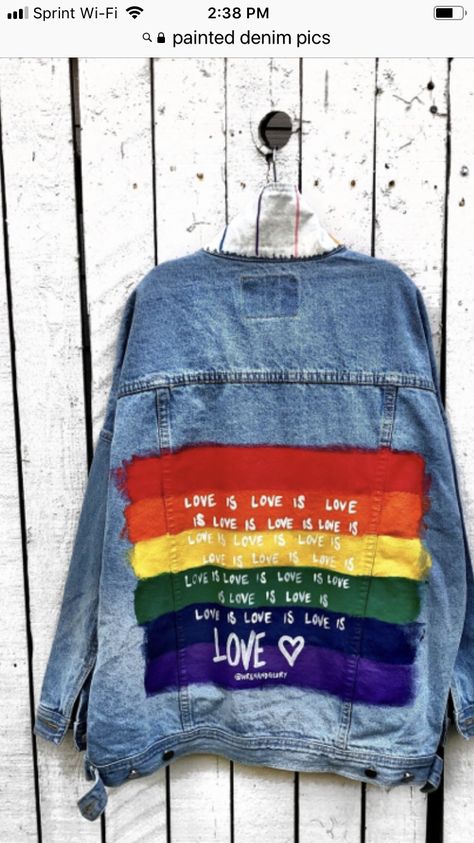 Pride Party, Painted Clothing, Art 2023, Custom Ideas, Jeans Jacket, Acrylic Nails Coffin, Nails Coffin, Jean Jacket, Clothing And Shoes