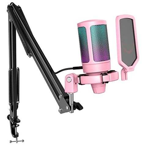 Pink Computer, Computer Microphone, Gaming Microphone, Cooperative Games, Music Recording, Dim Light, Rgb Lights, Game Streaming, Usb Microphone