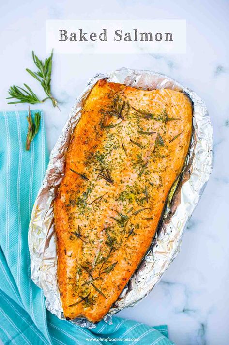 Baked Whole Salmon Fillet - Oh My Food Recipes Baked Whole Salmon, Sesame Oil Chicken, Egg Tart Recipe, Salmon Fillet Recipes, Chinese Bbq Pork, Salmon Fillet, Dish Ideas, Salmon Sushi, Char Siu