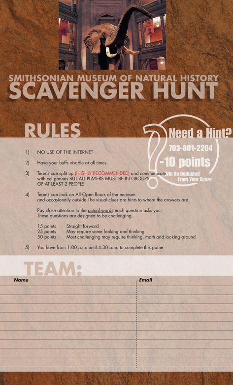 Scavenger Hunt at the Smithsonian Museum of Natural History by Mitchell Jones at Coroflot.com Family History Scavenger Hunt, Art Museum Scavenger Hunt, Museum Scavenger Hunt, Washington Dc Vacation, Washing Dc, Museum Of Natural History London, British Natural History Museum, Museum Plan, Photo Scavenger Hunt