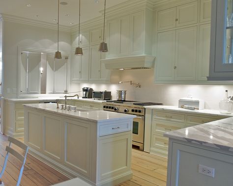 Narrow Kitchen Island, Transitional, kitchen, Leo Designs Chicago Narrow Island With Sink, Slim Kitchen Island, Kitchen Island Narrow, Kitchen Island Lighting Transitional, Creamy White Kitchen, Narrow Island, Brownstone Kitchen, Maine Kitchen, Island With Sink