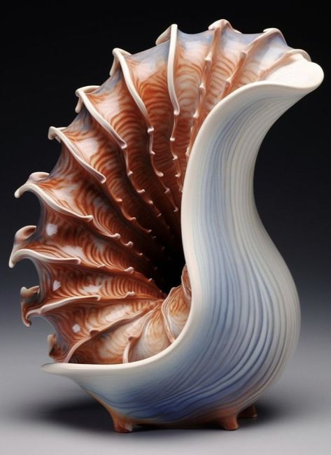 Sea Shell Reference, Sea Shell Pottery, Shell Sculpture, Shell Fish, Coffee Shop Branding, Spiral Shell, Dragon Crafts, Shell Crafts Diy, Afrocentric Art