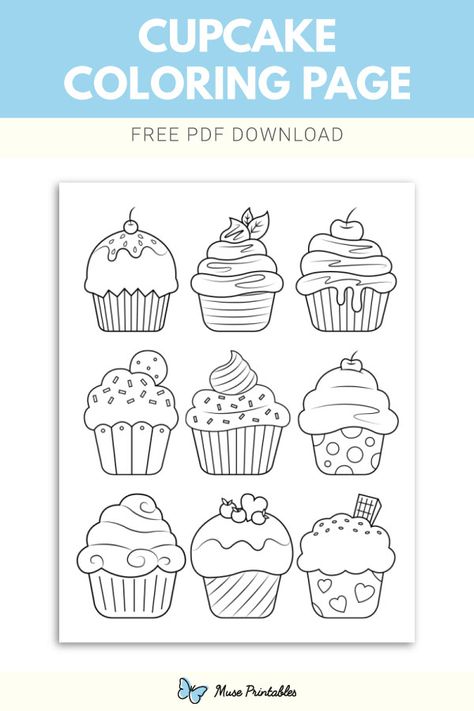 Free printable cupcake coloring page. Download it at https://museprintables.com/download/coloring-page/cupcake/ Cupcake Template Printable, Cupcake Outline Templates, Free Cupcake Printables, Cupcake Clipart Free Printable, Cupcake Activities For Preschool, Cupcake Template Free Printable, Muffin Craft, Cupcake Coloring Pages Free Printable, Cupcake Activities