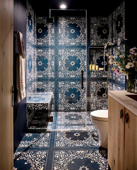 Floor To Ceiling Tile, Sasha Bikoff, Maximalist Bathroom, Jean Louis Deniot, New Ravenna, Checkerboard Floor, Penny Tile, Geometric Floor, Gorgeous Tile