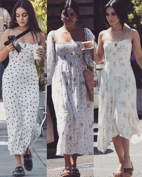 Vanessa Hudgens Dress Casual, Vanessa Hudgens Dress, Vanessa Hudgens Hair, Vanessa Hudgens Outfits, Vanessa Hudgens Style, Famous Outfits, Looks Street Style, Girl Inspiration, Stylish Dresses For Girls