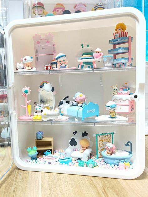 Blind Box Figure Display, Blind Box Display Ideas, Display Case Ideas, Figures Display, Toy Organizer, Toy Display, Pop Mart, Toy Organization, Box Storage