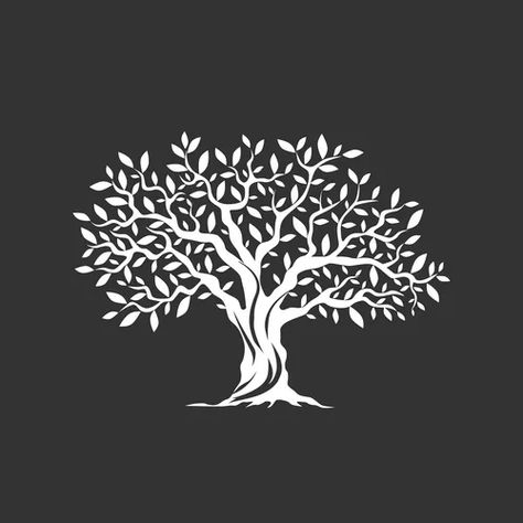 Olive tree silhouette icon isolated on white Vector Image Olive Logo Design, Olive Tree Drawing, Tree Logo Ideas, Black Olive Tree, Logo Design Concept, Tree Icon, Tree Logos, Illustration Logo, Tree Silhouette