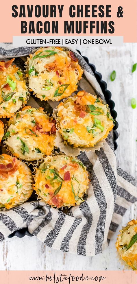 Gluten Free Bacon Recipes, Gf Savoury Muffins, Bacon Cheese Muffins Breakfast Recipes, Zucchini Bacon Cheese Muffins, Bacon Cheddar Mochi Muffins, Savory Breakfast Muffins Healthy, Savory Muffin Recipes Healthy, High Protein Savory Muffins, Gluten Free Savory Muffins