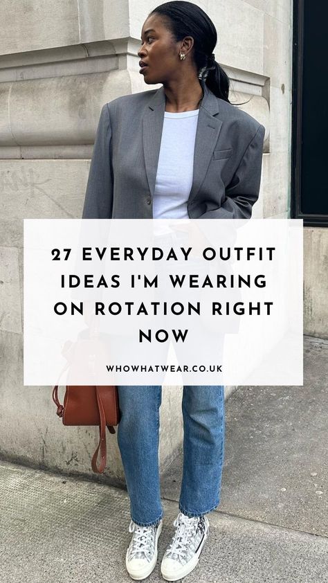 27 Everyday Outfit Ideas I'm Wearing on Rotation Right Now Outfits With Bun Hairstyle, Minimalist Spring Outfits 2024, Casual Spring Fashion 2024, Outfit When You Have Nothing To Wear, Day To Night Outfit Spring, Styling Outfits Tips, Shopping Day Outfit, Easy Spring Outfits, Styling Basics