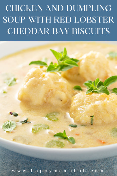 Warm up with this comforting Chicken and Dumpling Soup featuring fluffy Cheddar Bay Biscuits! This delicious recipe combines tender chicken, fresh veggies, and cheesy dumplings for the ultimate cozy meal. Perfect for chilly evenings and family gatherings. Discover the full recipe now! #ChickenDumplingSoup #CheddarBayBiscuits #ComfortFood #FallRecipes #EasyDinnerIdeas #CozyMeals #FamilyFriendlyRecipes Red Lobster Cheddar Bay Biscuits, Red Lobster Biscuits, Chicken Dumpling Soup, How To Make Dumplings, Cheddar Bay Biscuits, Dumplings For Soup, Red Lobster, Cozy Meals, Soup Pot